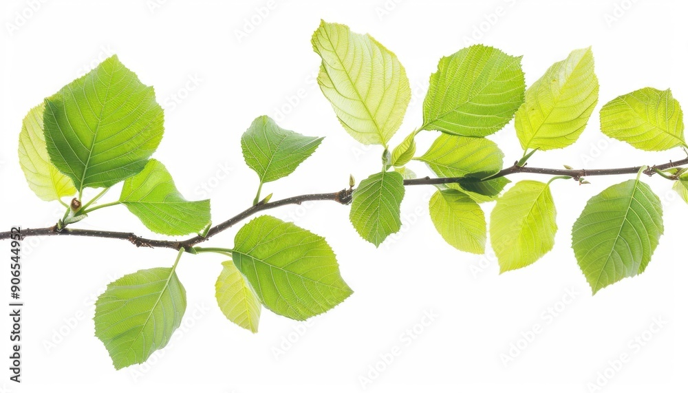 Branch of Green Leaves With White Background Branch of Green Leaves With White Background