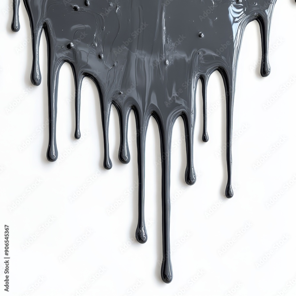 A painting of a dripping silver paint with a white background A painting of a dripping silver paint with a white background