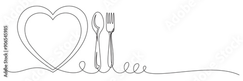 cutlery continuous line vecto...