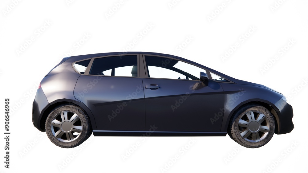 3D rendering of sports car private car family car black color with white background 3D rendering of sports car private car family car black color with white background