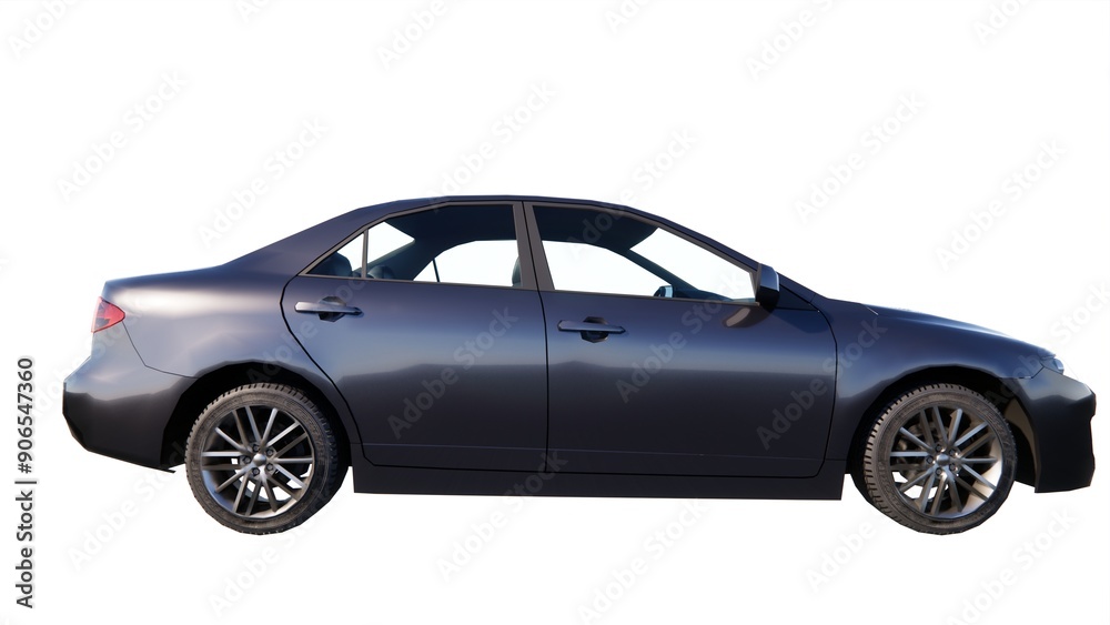 3D rendering of sports car private car family car black color with white background 3D rendering of sports car private car family car black color with white background