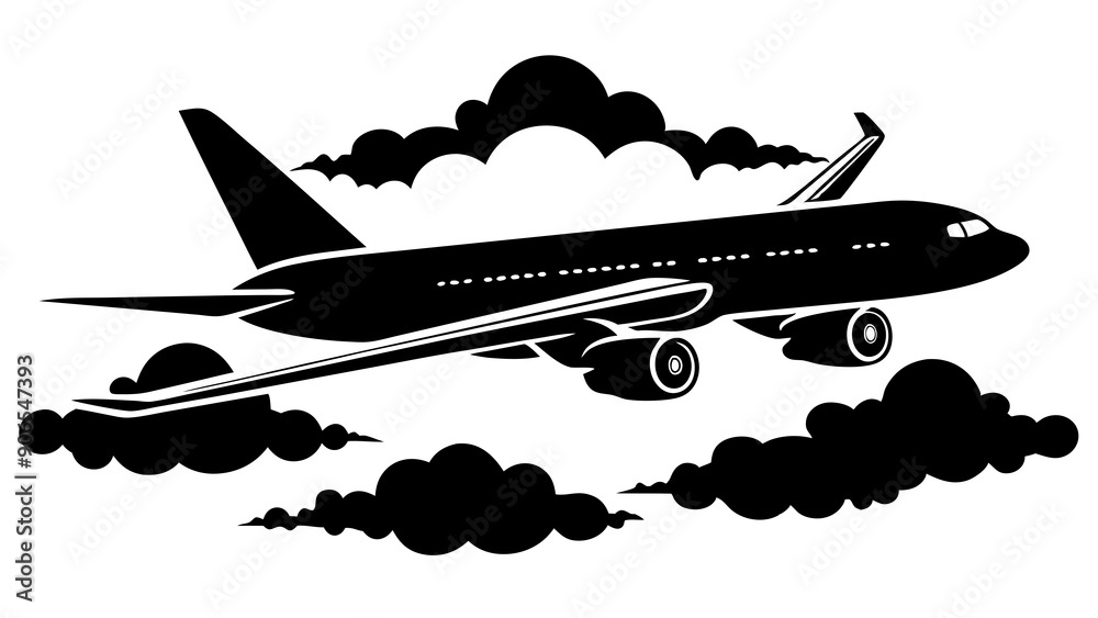 Airplane in Sky Silhouette Art: Capturing the Spirit of Flight, Sky Silhouette Illustrations for Projects Airplane in Sky Silhouette Art: Capturing the Spirit of Flight, Sky Silhouette Illustrations for Projects