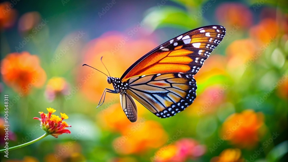 Graceful Butterfly in Flight Captured in Mid-Air with Blurred Wings Graceful Butterfly in Flight Captured in Mid-Air with Blurred Wings