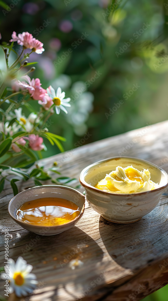 Whipped Butter with Honey in Elegant Garden Setting Whipped Butter with Honey in Elegant Garden Setting