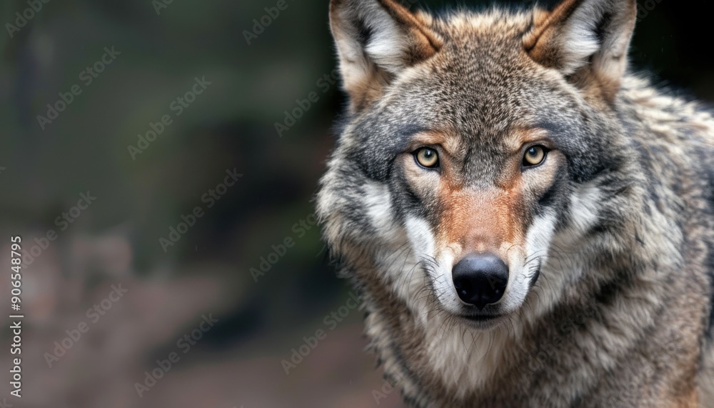 Fototapeta premium Grey Wolf Close Up in a Forest