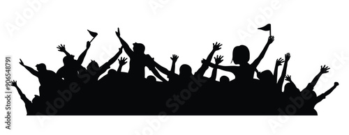  Silhouette of a cheerful crowd of people in party celebration. Vector illustration.