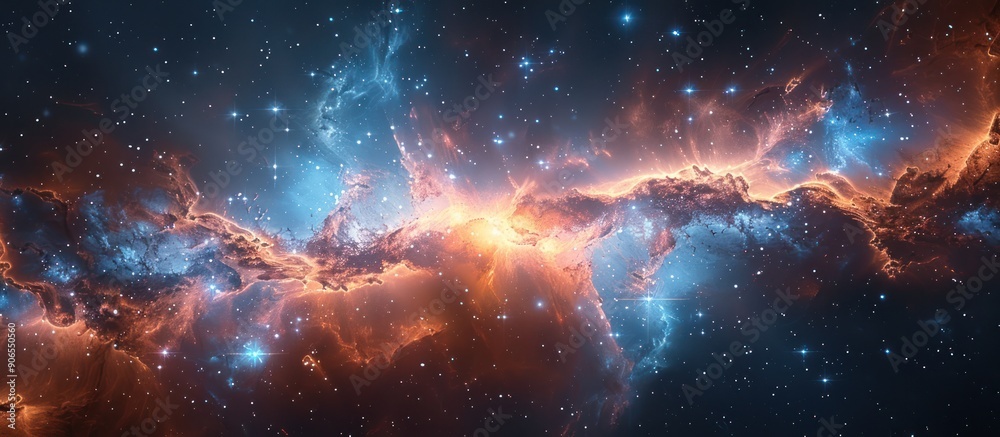 Fototapeta premium Cosmic Nebula with Vivid Colors and Glowing Stars