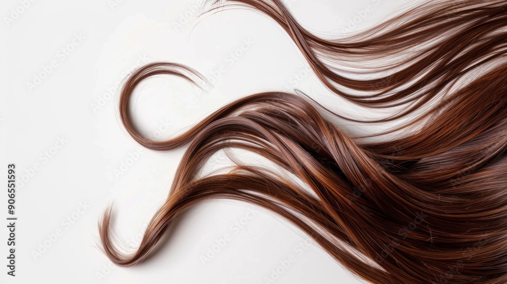 Brown heart-shaped hair on a white background with curls and shades of red. No text in the image. Brown heart-shaped hair on a white background with curls and shades of red. No text in the image.