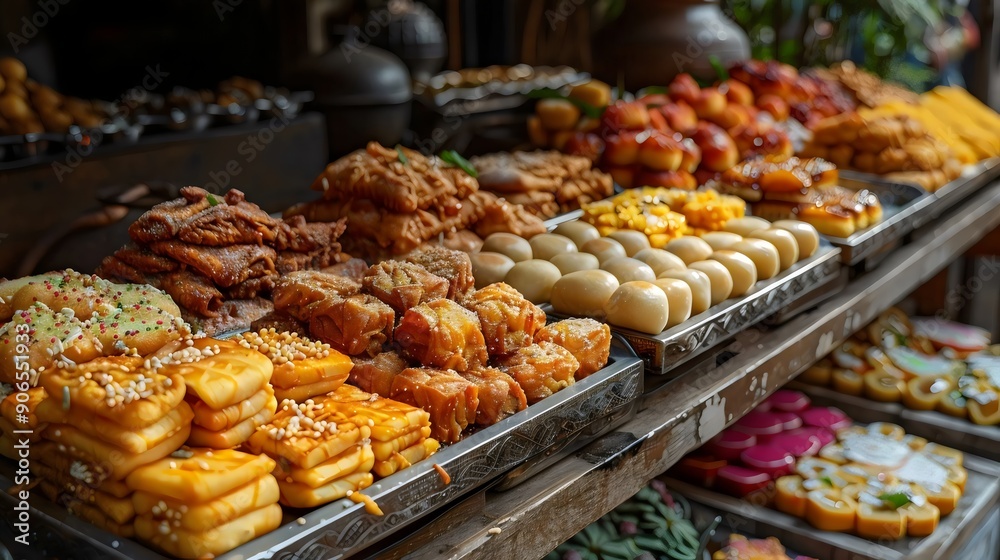 A table full of food with a variety of different types of food A table full of food with a variety of different types of food