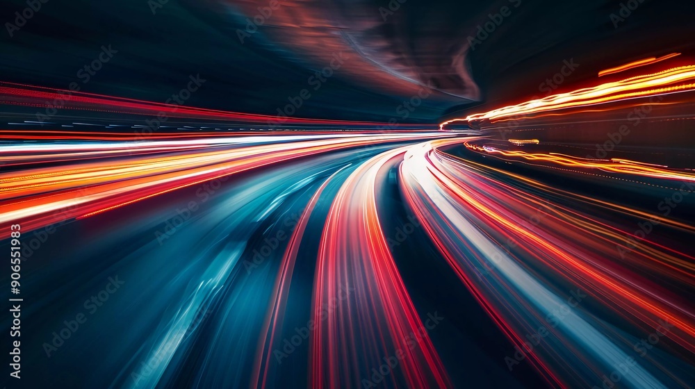 Abstract image of speed movement on the road at dark which is very good