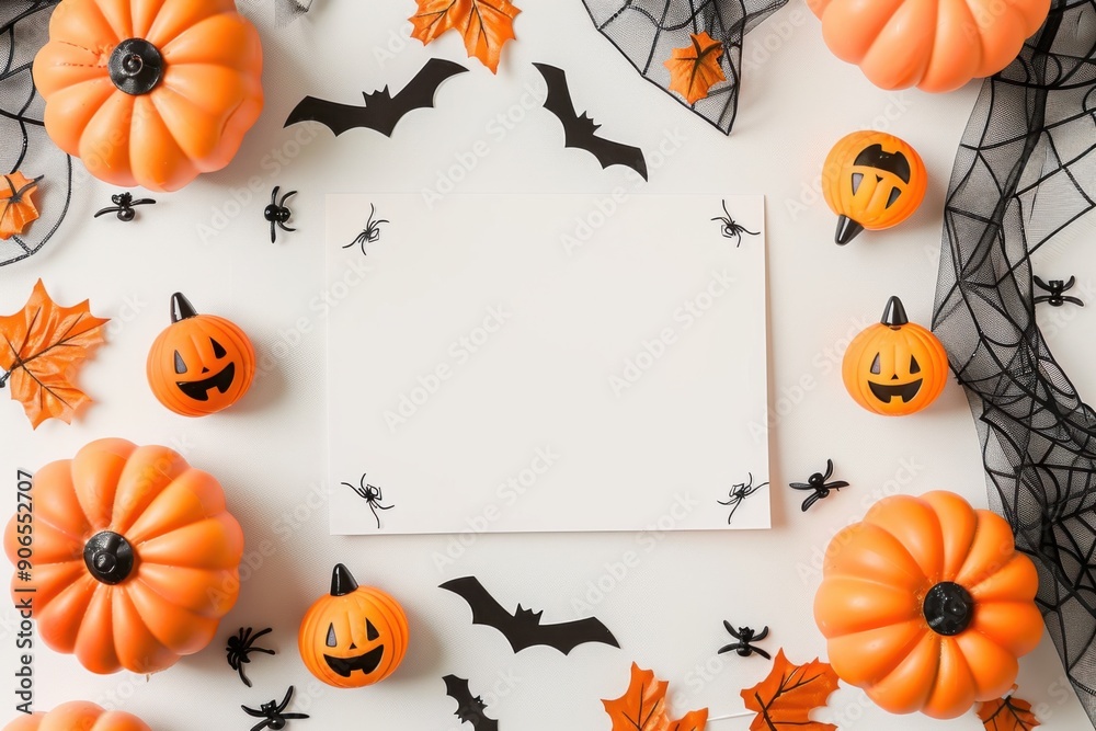 Halloween Card with Pumpkins and Bats Halloween Card with Pumpkins and Bats
