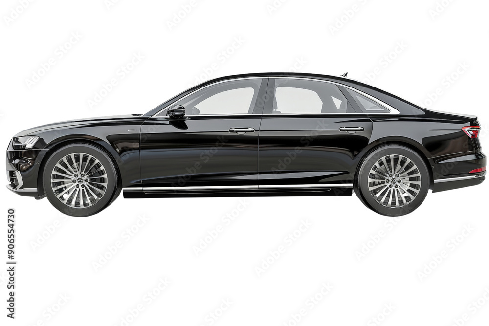 Obraz premium A luxury sedan isolated on a white background, showcasing its sleek lines and modern design.