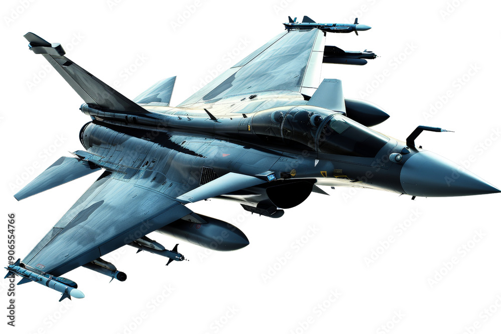 A military fighter jet isolated on a white background, featuring its advanced aerodynamic design and weaponry. A military fighter jet isolated on a white background, featuring its advanced aerodynamic design and weaponry.