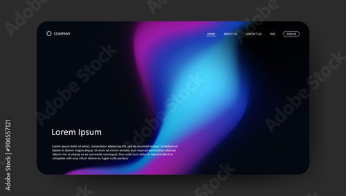 Abstract wave futuristic design of landing page. retro gradient mesh website design