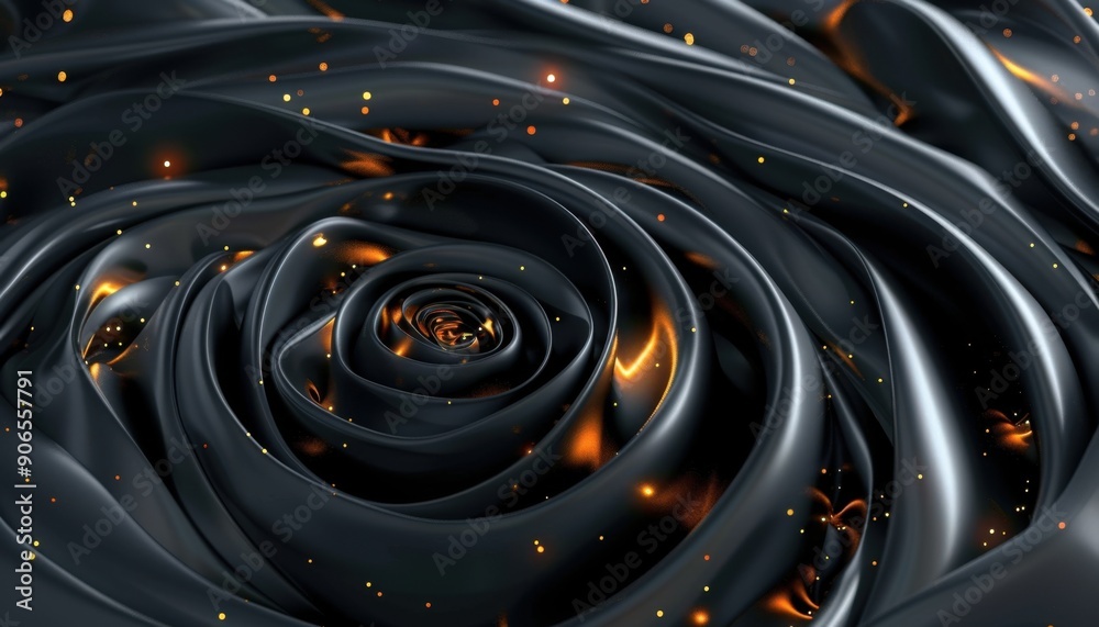 Abstract Black Rose With Glowing Flames and Shimmering Particles Abstract Black Rose With Glowing Flames and Shimmering Particles