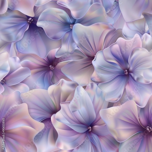 Seamless pattern of smooth velvety blossoms with subtle pastel hues