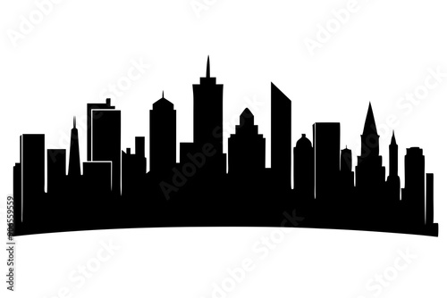 Urban Vibe with Beautiful City Skyline, Elegant City Skyline Silhouette Illustrations: Perfect for Cityscape Decor