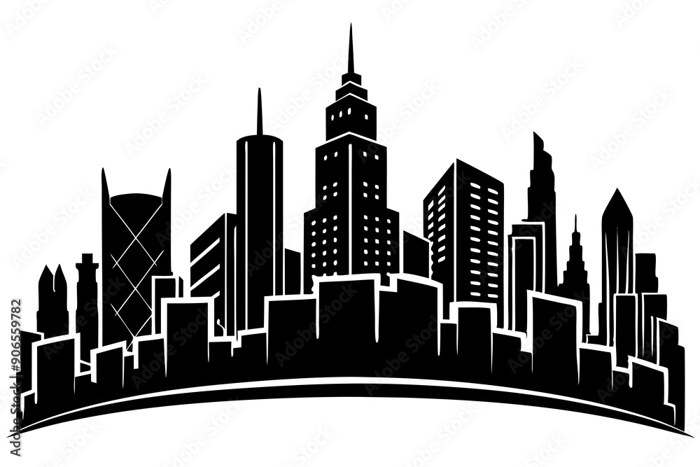 Urban Vibe with Beautiful City Skyline, Elegant City Skyline Silhouette Illustrations: Perfect for Cityscape Decor Urban Vibe with Beautiful City Skyline, Elegant City Skyline Silhouette Illustrations: Perfect for Cityscape Decor