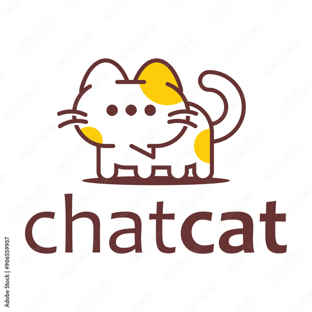 Obraz premium cat talk minimalist logo design