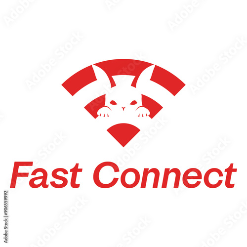 fast connect rabbit minimalist logo design