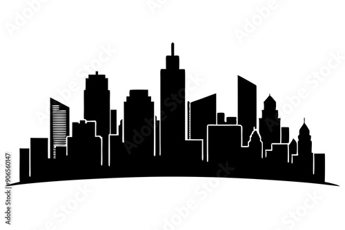 Urban Vibe with Beautiful City Skyline, Elegant City Skyline Silhouette Illustrations: Perfect for Cityscape Decor