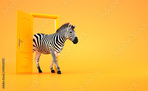 A zebra passing through a y...