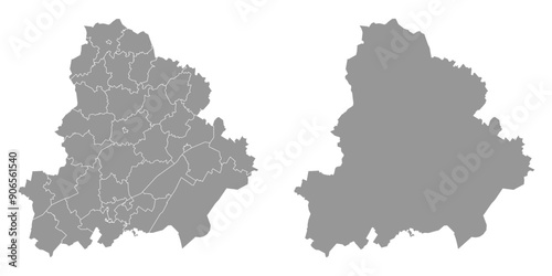 Volgograd Oblast map, administrative division of Russia. Vector illustration.