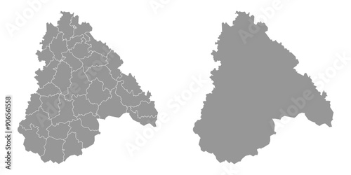 Voronezh Oblast map, administrative division of Russia. Vector illustration.