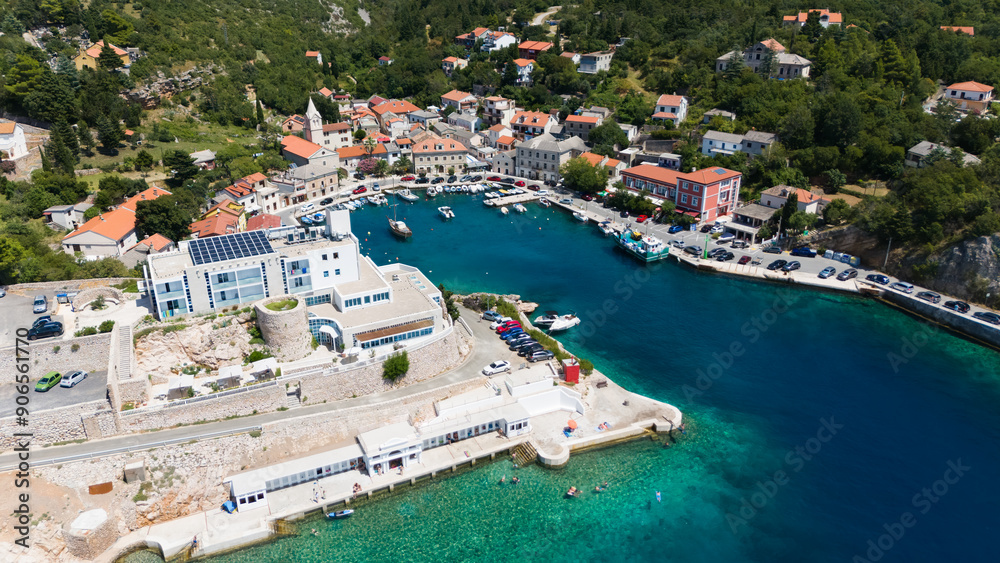 Jablanac, Croatia, village from drone Jablanac, Croatia, village from drone