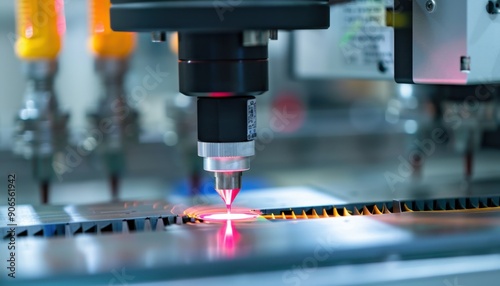 Industrial Automation Machine Using Laser Technology During Manufacturing Process