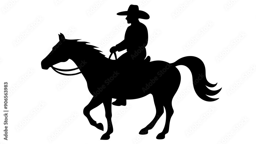 Dynamic Cowboy on Horse Silhouette Graphics for Country Lifestyle Dynamic Cowboy on Horse Silhouette Graphics for Country Lifestyle