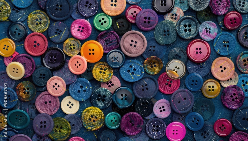 Colorful Plastic and Fabric Buttons Close Up Colorful Plastic and Fabric Buttons Close Up