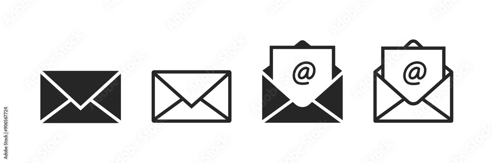 Email icon set - editable stroke. Simple black and white mail symbols. Vector illustration Email icon set - editable stroke. Simple black and white mail symbols. Vector illustration
