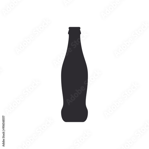Glass bottle. Beer. Bottle silhouette in black color. Stencil bottle. Flask template. Glass container. Cup. Jar icon. Shape For 3d modeling. Logo template. Soda bottle. Sweet water. Soda sign.