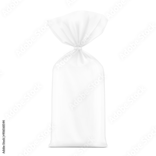 Vertical bag with clip band mockup. Vector illustration isolated on white background ready and simple to use for your design. Mockup will make the presentation look as realistic as possible. EPS10.