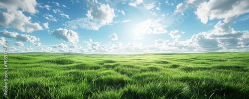 Natural fresh green grass cut out backgrounds 3d rendering, Generative AI 