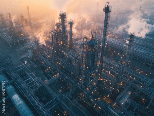 Wallpaper Mural Large industrial factory emitting thick smoke into the air, suitable for use in industrial or economic context Torontodigital.ca