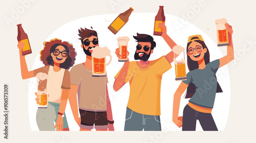 Friendship Day Landing Page Template. Happy People 