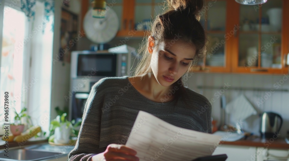 A person reviews written information at home A person reviews written information at home