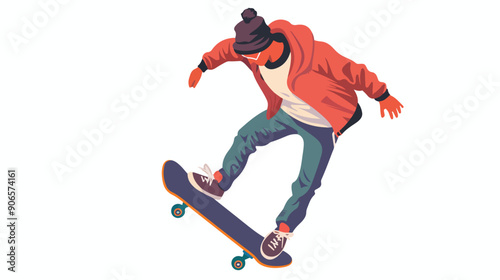 Top View Of A Man With A Skateboard Male Character 