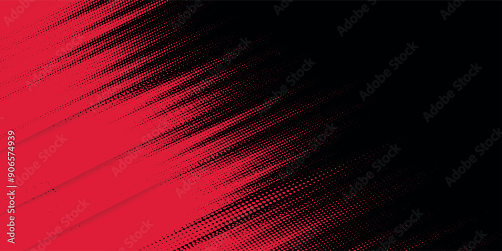 Fototapeta premium Abstract halftone lines in red and black, grunge dots, vector illustration.