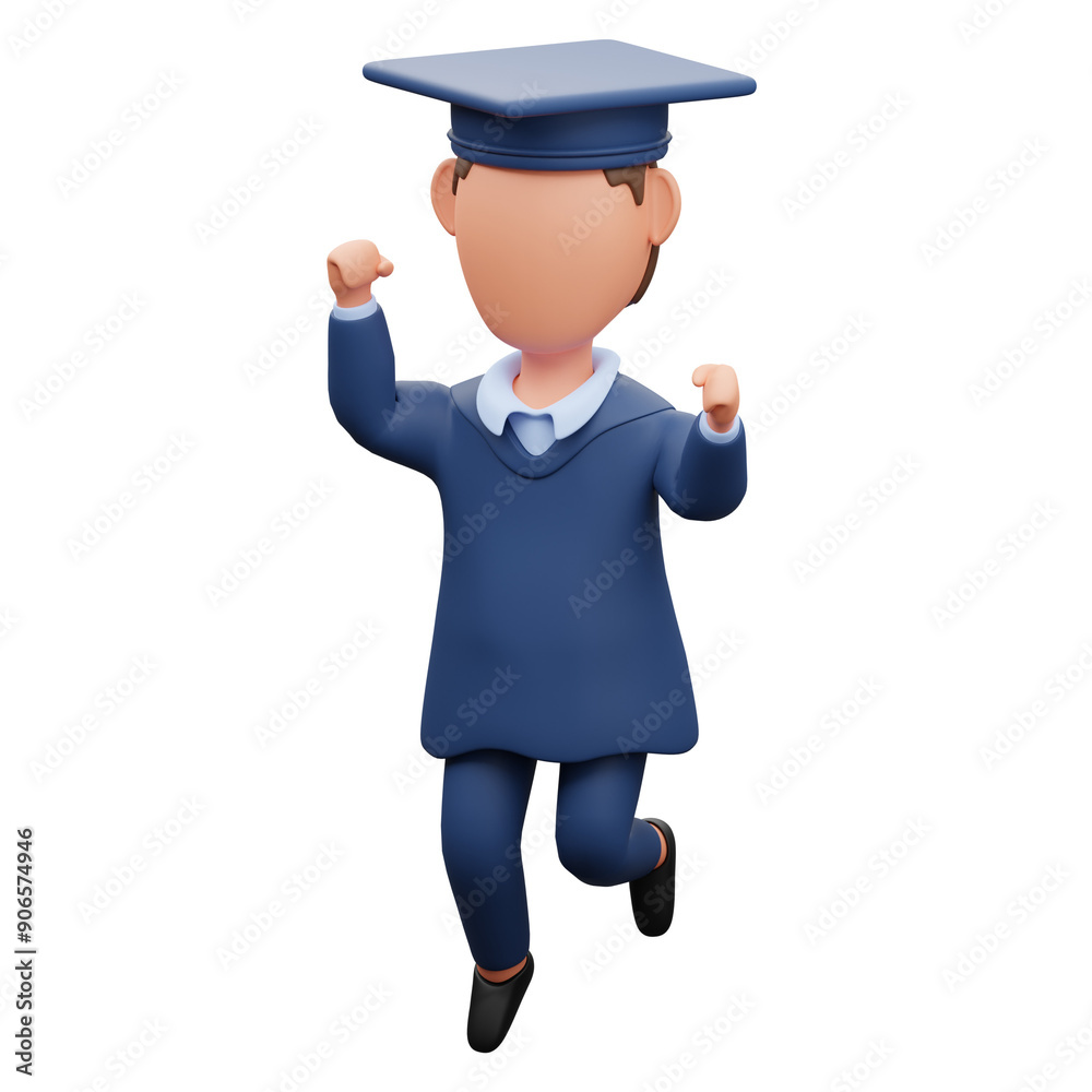 Graduation Student Jumping 3d illustration Graduation Student Jumping 3d illustration