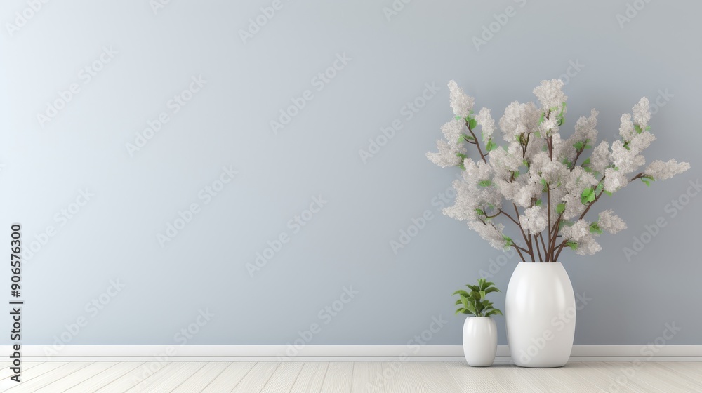 Modern minimalist interior with plants.
Modern minimalist interior with plants.