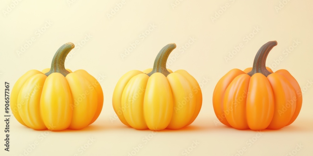 Obraz premium Small pumpkins sit on a table, perfect for fall decorations or still life photography
