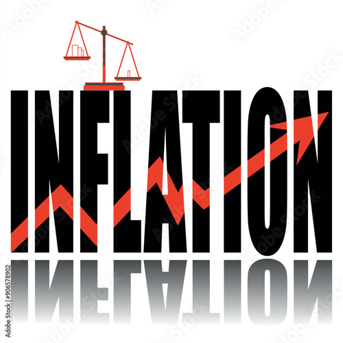 Inflation poster. Vector poster on a social theme. Word Inflation on white background with reflection.