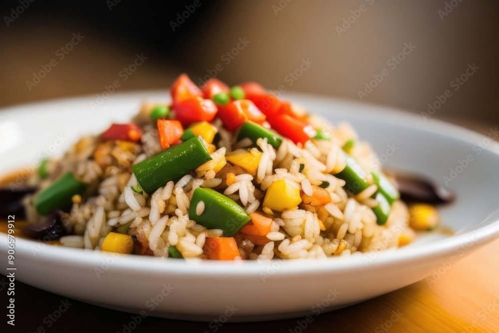 Fried Rice with Vegetable over a blurry background Fried Rice with Vegetable over a blurry background