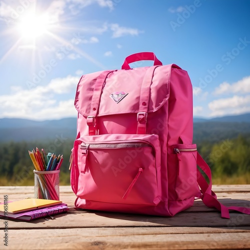 backpack on the road