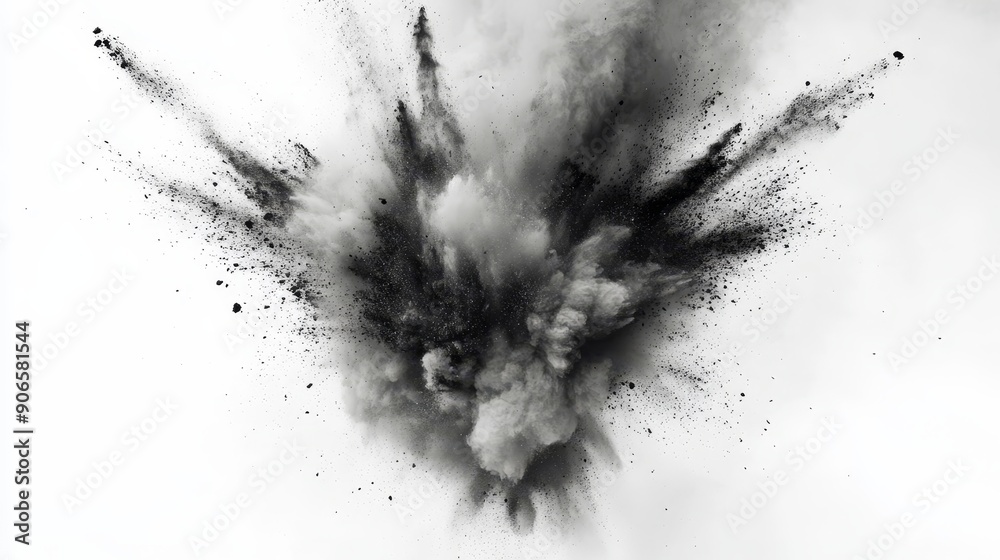 An explosion of bright white powder paint color on a white background.