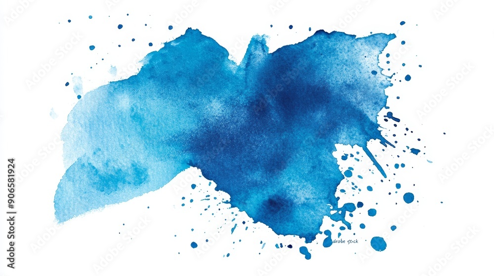 Obraz premium Blue and white brushstrokes decorate this abstract watercolor background