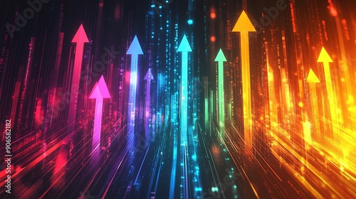 Wallpaper Mural Colorful Upward Arrows in a Tech-Inspired Scene Torontodigital.ca